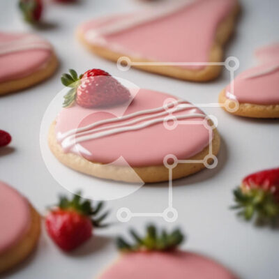 Intra Συλλεκτικό Ξύλινο Παζλ Plywood 4mm - Λαχταριστά μπισκότα διακοσμημένα με ροζ γλάσο και φράουλες Σε Ξύλινο Κουτί - Διαστάσεις: 10x10 cm – 25 κομμάτια - Image 1