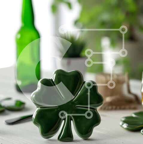 Intra Συλλεκτικό Ξύλινο Παζλ Plywood 4mm - Τραπέζι με σουβέρ Green Clover και μπουκάλια μπύρας Σε Ξύλινο Κουτί - Διαστάσεις: 10x10 cm – 25 κομμάτια - Image 1