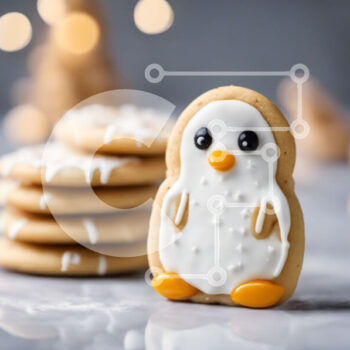 Intra Συλλεκτικό Ξύλινο Παζλ Plywood  4mm - Holiday Penguin Cookie περιτριγυρισμένο από άλλα εορταστικά μπισκότα Σε Ξύλινο Κουτί - Διαστάσεις: 10x10 cm – 25 κομμάτια - Image 1