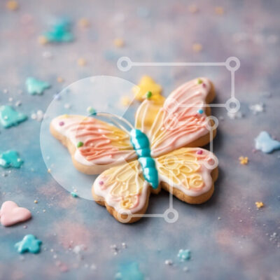 Intra Συλλεκτικό Ξύλινο Παζλ Plywood  4mm - Πολύχρωμο μπισκότο πεταλούδας με πάγωμα και πασπάλισμα Σε Ξύλινο Κουτί - Διαστάσεις: 10x10 cm – 25 κομμάτια - Image 1