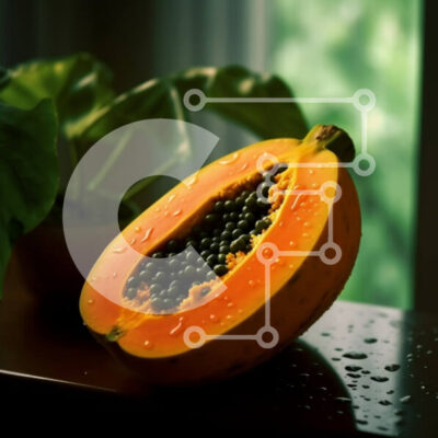 Intra Συλλεκτικό Ξύλινο Παζλ Plywood 4mm - Ζουμερή παπάγια στο Windowsill με πλούσιο πράσινο φυτό Σε Ξύλινο Κουτί - Διαστάσεις: 10x10 cm – 25 κομμάτια - Image 1