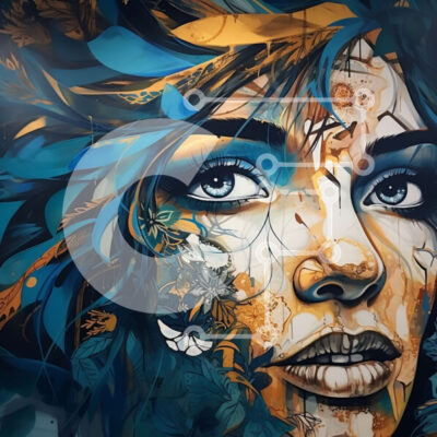 Intra Συλλεκτικό Ξύλινο Παζλ Plywood  4mm - Εκπληκτικό πορτρέτο μιας γυναίκας με μπλε μάτια και μπογιά προσώπου πεταλούδας Σε Ξύλινο Κουτί - Διαστάσεις: 10x10 cm – 25 κομμάτια - Image 1