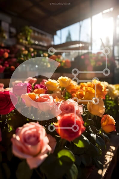 Intra Συλλεκτικό Ξύλινο Παζλ Plywood  4mm - Κοντινή όψη των πολύχρωμων τριαντάφυλλων σε ένα βάζο Σε Ξύλινο Κουτί - Διαστάσεις: 10x10 cm – 25 κομμάτια