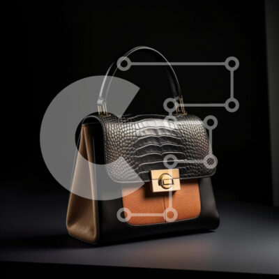 Intra Συλλεκτικό Ξύλινο Παζλ Plywood  4mm - Τσάντα σε μαύρο και καφέ σχέδιο κροκόδειλου με χρυσό κούμπωμα Σε Ξύλινο Κουτί - Διαστάσεις: 10x10 cm – 25 κομμάτια - Image 1