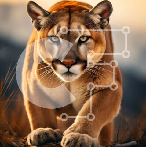 Intra Συλλεκτικό Ξύλινο Παζλ Plywood  4mm - Εκπληκτική εικόνα ενός ορεινού λιονταριού στο φυσικό του περιβάλλον Σε Ξύλινο Κουτί - Διαστάσεις: 10x10 cm – 25 κομμάτια - Image 1