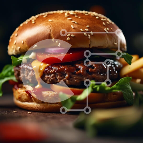 Intra Συλλεκτικό Ξύλινο Παζλ Plywood  4mm - Λαχταριστό Cheeseburger με μαρούλι, ντομάτα και τραγανές πατάτες Σε Ξύλινο Κουτί - Διαστάσεις: 10x10 cm – 25 κομμάτια