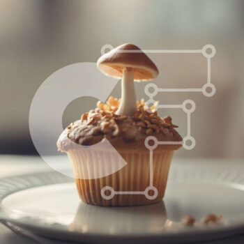 Intra Συλλεκτικό Ξύλινο Παζλ Plywood  4mm - Cupcake σε σχήμα μανιταριού με ξηρούς καρπούς σε λευκό πιάτο Σε Ξύλινο Κουτί - Διαστάσεις: 10x10 cm – 25 κομμάτια - Image 1