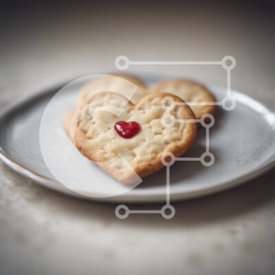 Intra Συλλεκτικό Ξύλινο Παζλ Plywood  4mm - Μπισκότα σε σχήμα καρδιάς σε λευκό πιάτο Σε Ξύλινο Κουτί - Διαστάσεις: 10x10 cm – 25 κομμάτια - Image 1