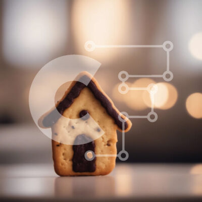 Intra Συλλεκτικό Ξύλινο Παζλ Plywood 4mm - Μπισκότο σε σχήμα σπιτιού στο τραπέζι με φώτα Bokeh Σε Ξύλινο Κουτί - Διαστάσεις: 10x10 cm – 25 κομμάτια - Image 1