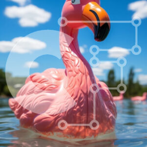 Intra Συλλεκτικό Ξύλινο Παζλ Plywood  4mm - Εκπληκτική εικόνα ενός ροζ φλαμίνγκο στον καθαρό μπλε ουρανό Σε Ξύλινο Κουτί - Διαστάσεις: 10x10 cm – 25 κομμάτια