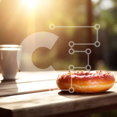 Intra Συλλεκτικό Ξύλινο Παζλ Plywood  4mm - Νόστιμο γλασέ ντόνατ σε ξύλινο τραπέζι με φως του ήλιου Σε Ξύλινο Κουτί - Διαστάσεις: 10x10 cm – 25 κομμάτια - Image 1