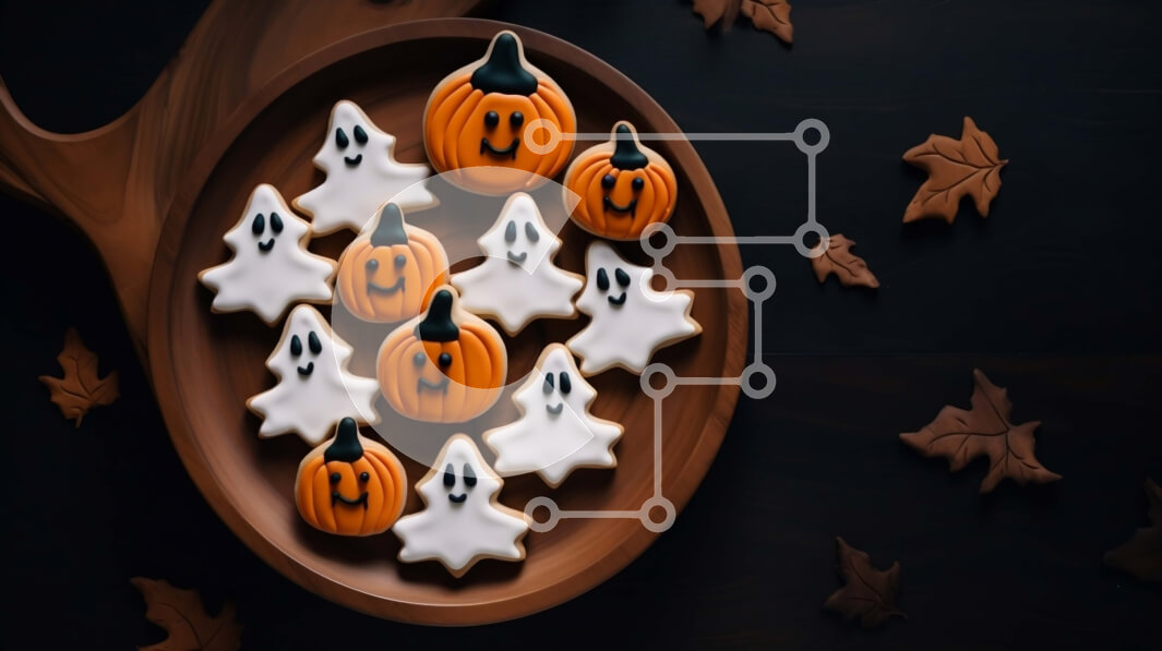 Intra Συλλεκτικό Ξύλινο Παζλ Plywood  4mm - Αποκριάτικα μπισκότα με φαντάσματα και κολοκύθες Σε Ξύλινο Κουτί - Διαστάσεις: 10x10 cm – 25 κομμάτια