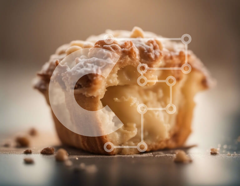 Intra Συλλεκτικό Ξύλινο Παζλ Plywood  4mm - Λαχταριστό μάφιν με ζάχαρη άχνη και ξηρούς καρπούς Σε Ξύλινο Κουτί - Διαστάσεις: 10x10 cm – 25 κομμάτια