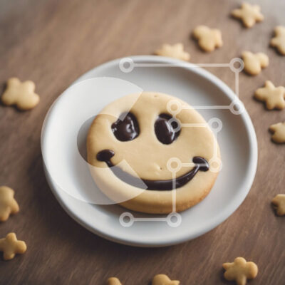 Intra Συλλεκτικό Ξύλινο Παζλ Plywood  4mm - Λαχταριστό μπισκότο Smiley Face με παγωμένο σοκολάτα και αστέρια Σε Ξύλινο Κουτί - Διαστάσεις: 10x10 cm – 25 κομμάτια - Image 1