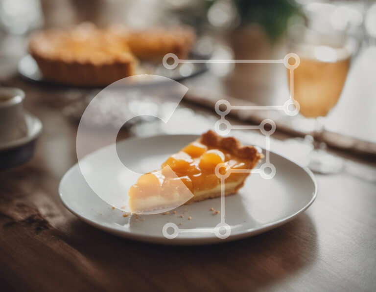 Intra Συλλεκτικό Ξύλινο Παζλ Plywood  4mm - Φέτα πορτοκαλόπιτας σε λευκό πιάτο Σε Ξύλινο Κουτί - Διαστάσεις: 10x10 cm – 25 κομμάτια