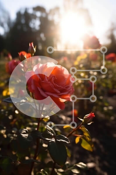 Intra Συλλεκτικό Ξύλινο Παζλ Plywood  4mm - Εκπληκτική κινηματογράφηση σε πρώτο πλάνο ενός κόκκινου τριαντάφυλλου σε πλήρη άνθιση με τον ήλιο να λάμπει στο φόντο Σε Ξύλινο Κουτί - Διαστάσεις: 10x10 cm – 25 κομμάτια