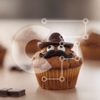 Intra Συλλεκτικό Ξύλινο Παζλ Plywood  4mm - Cupcake μουστάκι με τσιπς σοκολάτας Σε Ξύλινο Κουτί - Διαστάσεις: 10x10 cm – 25 κομμάτια - Image 1