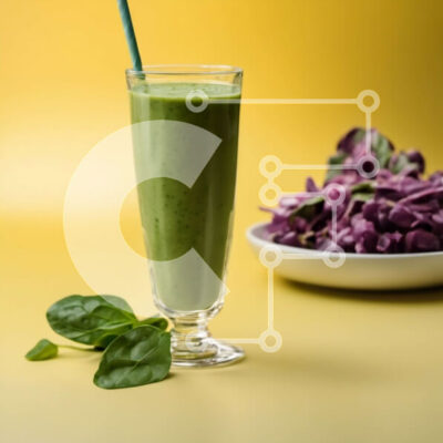 Intra Συλλεκτικό Ξύλινο Παζλ Plywood 4mm - Πράσινο Smoothie σε ποτήρι με άχυρο σε κίτρινη επιφάνεια Σε Ξύλινο Κουτί - Διαστάσεις: 10x10 cm – 25 κομμάτια - Image 1