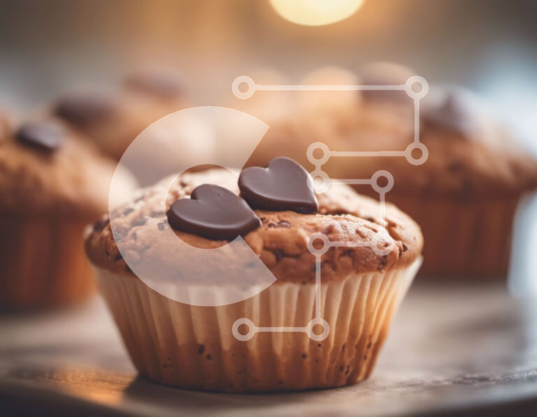 Intra Συλλεκτικό Ξύλινο Παζλ Plywood  4mm - Λαχταριστά cupcakes με σοκολατένιες καρδιές Σε Ξύλινο Κουτί - Διαστάσεις: 10x10 cm – 25 κομμάτια