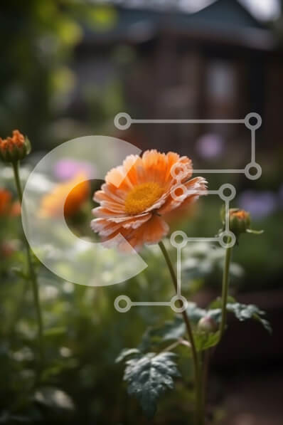 Intra Συλλεκτικό Ξύλινο Παζλ Plywood  4mm - Εκπληκτική κινηματογράφηση σε πρώτο πλάνο ενός ζωντανού πορτοκαλιού λουλουδιού σε έναν ηλιόλουστο κήπο Σε Ξύλινο Κουτί - Διαστάσεις: 10x10 cm – 25 κομμάτια