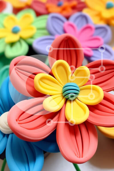 Intra Συλλεκτικό Ξύλινο Παζλ Plywood  4mm - Πολύχρωμα πλαστικά λουλούδια σε κυκλική διάταξη Σε Ξύλινο Κουτί - Διαστάσεις: 10x10 cm – 25 κομμάτια