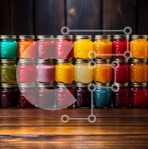 Intra Συλλεκτικό Ξύλινο Παζλ Plywood  4mm - Ζωντανές και νόστιμες μαρμελάδες και ζελέ σε βάζα Mason Σε Ξύλινο Κουτί - Διαστάσεις: 10x10 cm – 25 κομμάτια - Image 1