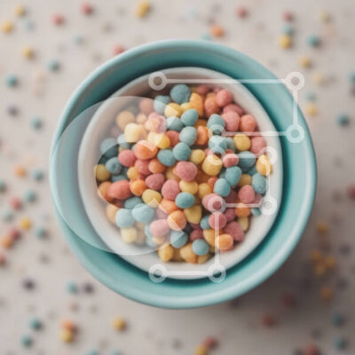 Intra Συλλεκτικό Ξύλινο Παζλ Plywood  4mm - Πολύχρωμα ψεκάζει σε ένα μπλε μπολ Σε Ξύλινο Κουτί - Διαστάσεις: 10x10 cm – 25 κομμάτια - Image 1