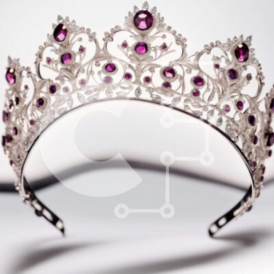 Intra Συλλεκτικό Ξύλινο Παζλ Plywood  4mm - Εκπληκτικό κοντινό πλάνο γυναίκας που φορά την ασημένια τιάρα με μωβ πέτρες Σε Ξύλινο Κουτί - Διαστάσεις: 10x10 cm – 25 κομμάτια - Image 1