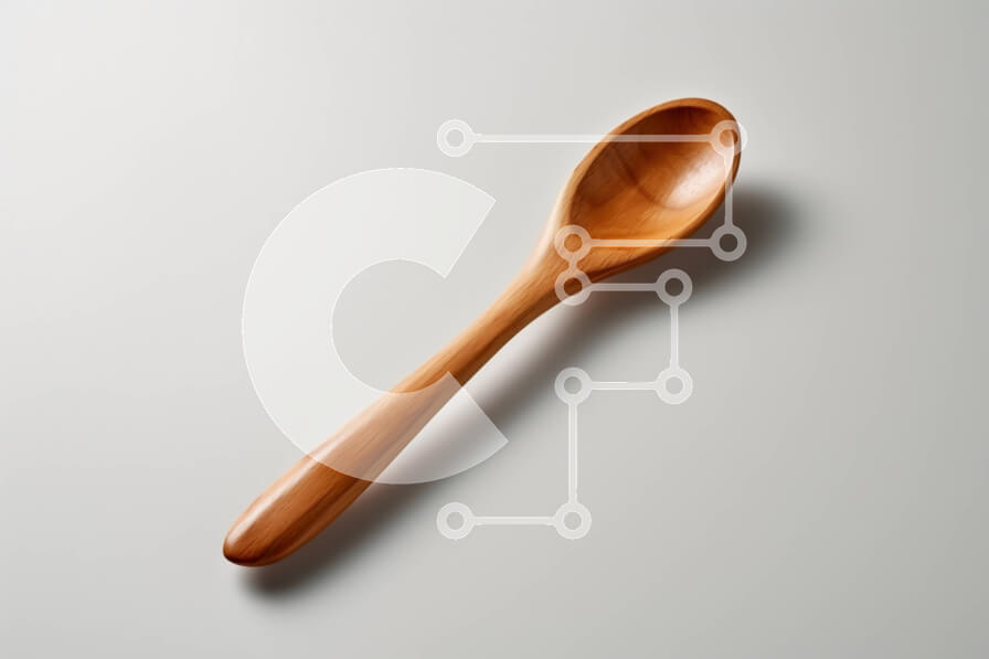 Intra Συλλεκτικό Ξύλινο Παζλ Plywood  4mm - Απλό και κομψό ξύλινο κουτάλι σε λευκή επιφάνεια Σε Ξύλινο Κουτί - Διαστάσεις: 10x10 cm – 25 κομμάτια