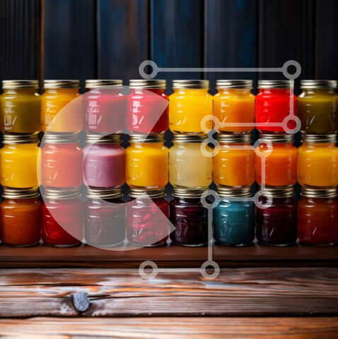 Intra Συλλεκτικό Ξύλινο Παζλ Plywood  4mm - Νόστιμη ποικιλία από μαρμελάδες και ζελέ σε βάζα Mason Σε Ξύλινο Κουτί - Διαστάσεις: 10x10 cm – 25 κομμάτια - Image 1