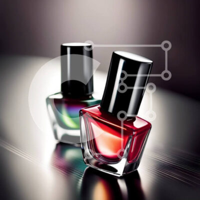 Intra Συλλεκτικό Ξύλινο Παζλ Plywood  4mm - Κομψή εικόνα δύο μπουκαλιών βερνικιού νυχιών σε ένα τραπέζι Σε Ξύλινο Κουτί - Διαστάσεις: 10x10 cm – 25 κομμάτια - Image 1