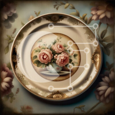 Intra Συλλεκτικό Ξύλινο Παζλ Plywood  4mm - Εκπληκτική εικόνα με ροζ τριαντάφυλλα σε ένα λουλουδάτο τραπεζομάντιλο Σε Ξύλινο Κουτί - Διαστάσεις: 10x10 cm – 25 κομμάτια - Image 1