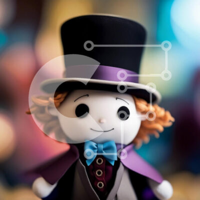 Intra Συλλεκτικό Ξύλινο Παζλ Plywood  4mm - Χαριτωμένη κούκλα με κόκκινα μαλλιά και μπλε μάτια με κομψό τοπ καπέλο και παπιγιόν Σε Ξύλινο Κουτί - Διαστάσεις: 10x10 cm – 25 κομμάτια - Image 1