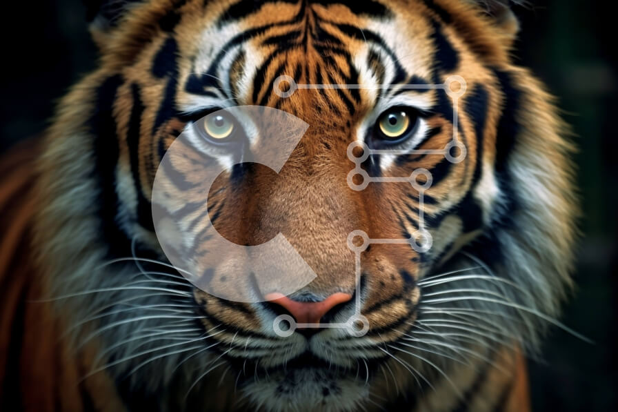 Intra Συλλεκτικό Ξύλινο Παζλ Plywood  4mm - Έντονη κοντινή πλάνο του προσώπου μιας τίγρης με παχιά αφράτη καφέ γούνα Σε Ξύλινο Κουτί - Διαστάσεις: 10x10 cm – 25 κομμάτια