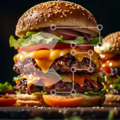 Intra Συλλεκτικό Ξύλινο Παζλ Plywood  4mm - Νόστιμο Cheeseburger με φρέσκα υλικά Σε Ξύλινο Κουτί - Διαστάσεις: 10x10 cm – 25 κομμάτια - Image 1