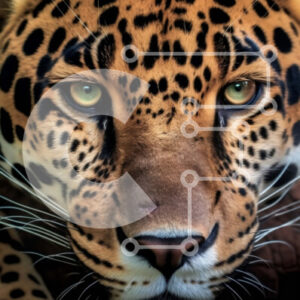 Intra Συλλεκτικό Ξύλινο Παζλ Plywood  4mm - Αγριό Jaguar με ανοιχτό στόμα και αιχμηρά δόντια Σε Ξύλινο Κουτί - Διαστάσεις: 10x10 cm – 25 κομμάτια