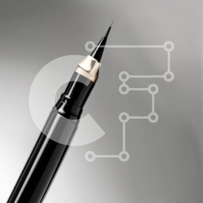 Intra Συλλεκτικό Ξύλινο Παζλ Plywood  4mm - Κομψό μαύρο στυλό eyeliner με χρυσή μύτη σε γκρι φόντο Σε Ξύλινο Κουτί - Διαστάσεις: 10x10 cm – 25 κομμάτια - Image 1