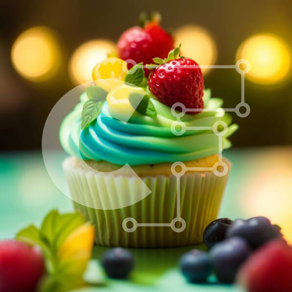 Intra Συλλεκτικό Ξύλινο Παζλ Plywood  4mm - Λαχταριστό Cupcake με Green Frosting και Blue Sprinkles Σε Ξύλινο Κουτί - Διαστάσεις: 10x10 cm – 25 κομμάτια