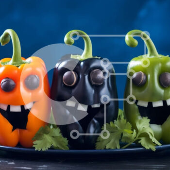 Intra Συλλεκτικό Ξύλινο Παζλ Plywood  4mm - Χαμογελώντας πιπεριές στο μπλε πιάτο Σε Ξύλινο Κουτί - Διαστάσεις: 10x10 cm – 25 κομμάτια - Image 1