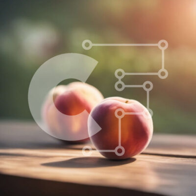 Intra Συλλεκτικό Ξύλινο Παζλ Plywood  4mm - Ώριμα ροδάκινα σε ένα ξύλινο τραπέζι με πράσινο φόντο Σε Ξύλινο Κουτί - Διαστάσεις: 10x10 cm – 25 κομμάτια - Image 1