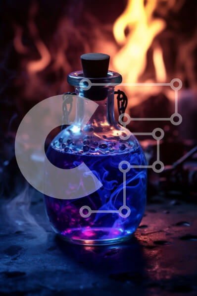 Intra Συλλεκτικό Ξύλινο Παζλ Plywood  4mm - Ζωντανή εικόνα μπλε υγρού σε γυάλινο μπουκάλι με φελλό Σε Ξύλινο Κουτί - Διαστάσεις: 10x10 cm – 25 κομμάτια