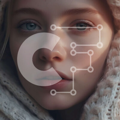 Intra Συλλεκτικό Ξύλινο Παζλ Plywood  4mm - Όμορφη νεαρή γυναίκα με λευκό πλεκτό κουκούλα Σε Ξύλινο Κουτί - Διαστάσεις: 10x10 cm – 25 κομμάτια - Image 1