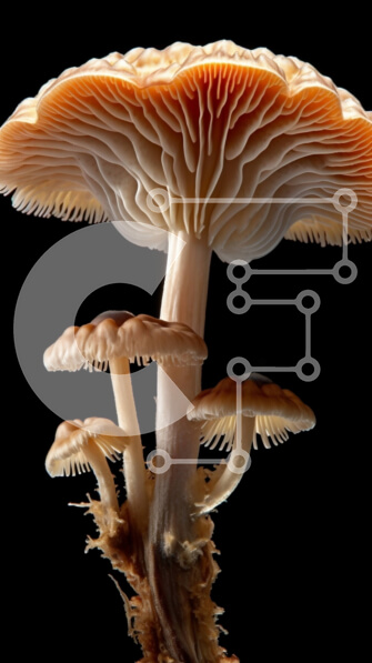 Intra Συλλεκτικό Ξύλινο Παζλ Plywood  4mm - Κοντινό πλάνο λευκού μανιταριού που αναπτύσσεται σε σκοτεινό φόντο Σε Ξύλινο Κουτί - Διαστάσεις: 10x10 cm – 25 κομμάτια