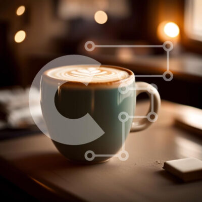 Intra Συλλεκτικό Ξύλινο Παζλ Plywood  4mm - Κομψό μπλε φλιτζάνι καφέ με Latte Art Design Σε Ξύλινο Κουτί - Διαστάσεις: 10x10 cm – 25 κομμάτια - Image 1