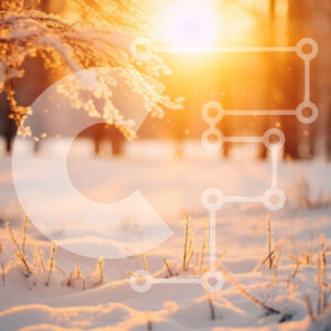 Intra Συλλεκτικό Ξύλινο Παζλ Plywood  4mm - Χιονισμένο τοπίο με πορτοκαλί ηλιοβασίλεμα Σε Ξύλινο Κουτί - Διαστάσεις: 10x10 cm – 25 κομμάτια