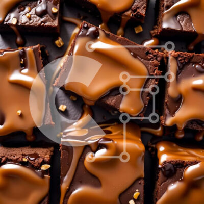 Intra Συλλεκτικό Ξύλινο Παζλ Plywood  4mm - Νόστιμα μπράουνις καραμέλας σοκολάτας από κοντά Σε Ξύλινο Κουτί - Διαστάσεις: 10x10 cm – 25 κομμάτια - Image 1