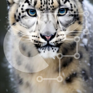 Intra Συλλεκτικό Ξύλινο Παζλ Plywood  4mm - Εκπληκτική εικόνα μιας λεοπάρδαλης του χιονιού με μπλε μάτια στο χιόνι Σε Ξύλινο Κουτί - Διαστάσεις: 10x10 cm – 25 κομμάτια