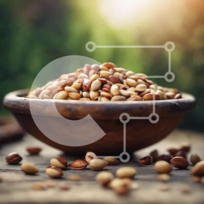 Intra Συλλεκτικό Ξύλινο Παζλ Plywood  4mm - Μπολ με ωμά αμύγδαλα σε ξύλινο τραπέζι Σε Ξύλινο Κουτί - Διαστάσεις: 10x10 cm – 25 κομμάτια - Image 1