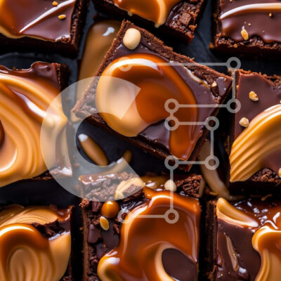 Intra Συλλεκτικό Ξύλινο Παζλ Plywood  4mm - Κοντινό πλάνο Brownies σοκολάτας με σάλτσα καραμέλας Σε Ξύλινο Κουτί - Διαστάσεις: 10x10 cm – 25 κομμάτια - Image 1