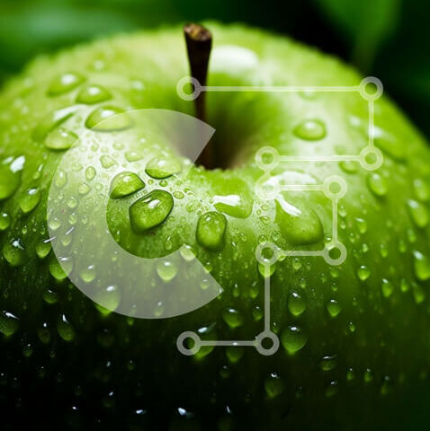 Intra Συλλεκτικό Ξύλινο Παζλ Plywood 4mm - Φρέσκο πράσινο μήλο με σταγονίδια νερού - Φωτογραφία Αρχείου Σε Ξύλινο Κουτί - Διαστάσεις: 10x10 cm – 25 κομμάτια - Image 1